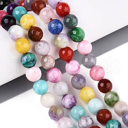 Dyed Natural White Jade Beads Strands G-T139-8mm-60-09-1