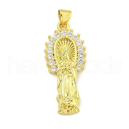 Rack Plating Brass Micro Pave Clear Cubic Zirconia Pendants KK-B091-21G-06-1