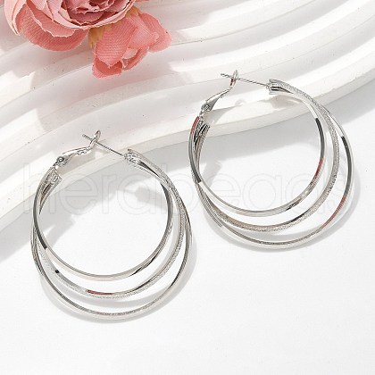 Brass Triple Hoop Earrings for Women EJEW-U050-02P-1