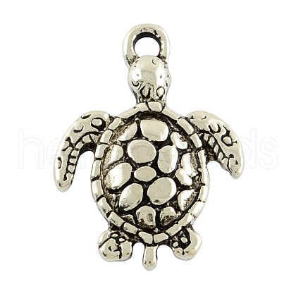 Tibetan Style Alloy Sea Turtle Pendants TIBEP-22101-AS-LF-1