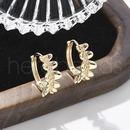 Brass Clear Cubic Zirconia Hoop Earrings EJEW-Q014-24G-1