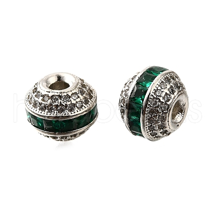 Round Brass Micro Pave Cubic Zirconia Beads KK-L230-11P-02-1