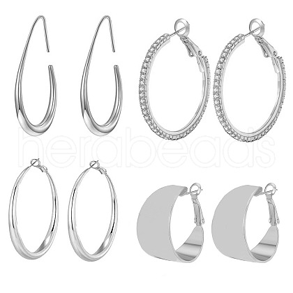 4Pairs Teardrop & Ring Brass Earring Sets FS-WG1287F-10-1
