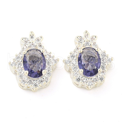 Rack Plating Brass Pave Mauve Cubic Zirconia Hamsa Hand Multi-Strand Links KK-F089-18S-1