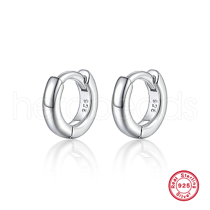 Anti-Tarnish Rhodium Plated Platinum 925 Sterling Silver Hoop Earrings DU0168-3-1