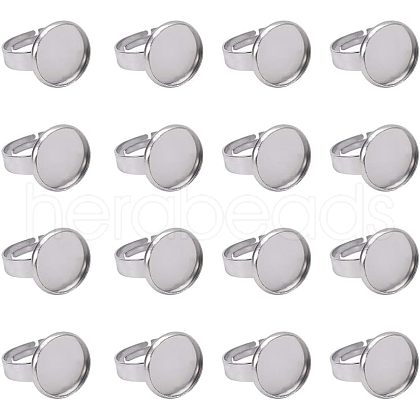 Unicraftale Adjustable 304 Stainless Steel Finger Rings Components STAS-UN0001-10-1