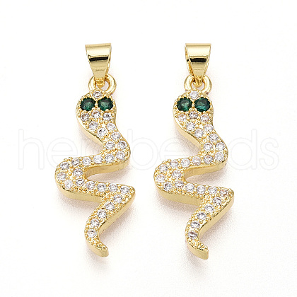 Brass Micro Pave Cubic Zirconia Pendants KK-T070-63G-1