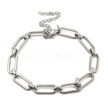 Non-Tarnish 304 Stainless Steel Oval Link Chains Bracelets for Men & Women BJEW-D042-21P-1