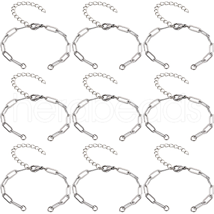 SUNNYCLUE 12Pcs 304 Stainless Steel Paperclip Chain Bracelet Making AJEW-SC0002-49-1