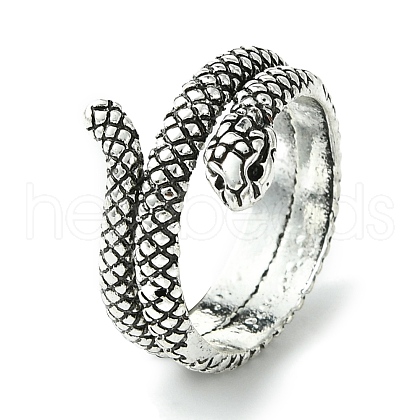 Snake Alloy Wrap Open Cuff Rings RJEW-K275-85AS-1