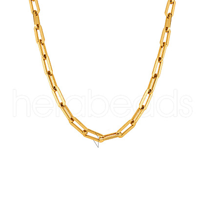 Stainless Steel Paperclip Chain Necklaces for Women PW-WG12199-02-1