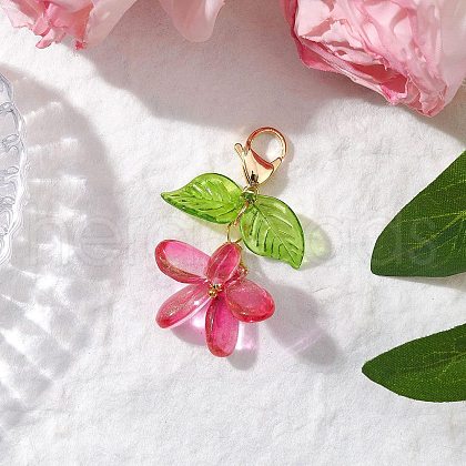 Flower Glass Pendants Decorations HJEW-MZ00213-04-1