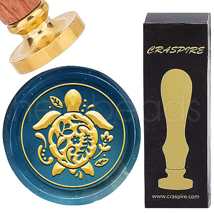 Brass Wax Seal Stamps with Wood Handle AJEW-WH0412-0325-1
