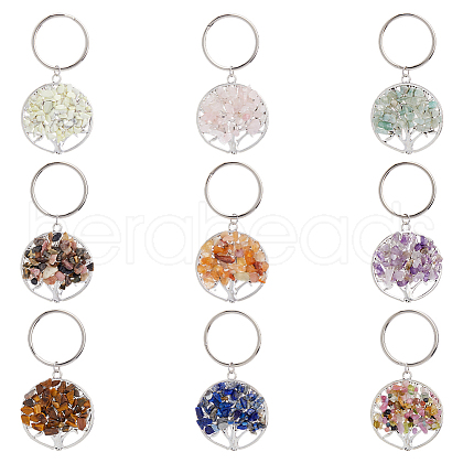 Natural & Synthetic Gemstone Keychain PALLOY-FH00034-1