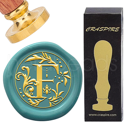 Brass Wax Seal Stamps with Wood Handle AJEW-WH0412-0239-1