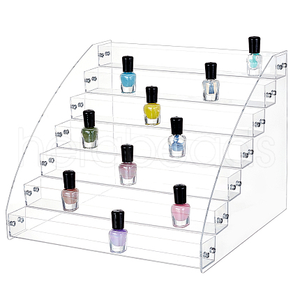 7-Tier Rectangle Acrylic Display Risers for Nail Polish ODIS-WH0058-29-1