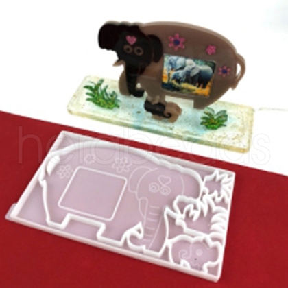 DIY Elephant Photo Frame & Grass Decoration Silicone Molds DIY-I099-56-1