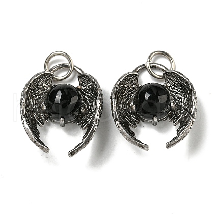 Bat Natural Obsidian Pendants G-F766-03AS-05-1