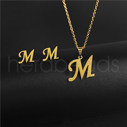 Golden Stainless Steel Initial Letter Jewelry Set IT6493-14-1