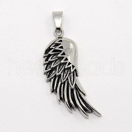 Retro Men's 201 Stainless Steel Big Single Wing Pendants STAS-O044-115-1