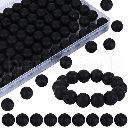 80Pcs Round Silicone Focal Beads SIL-SZ0001-24-15-1