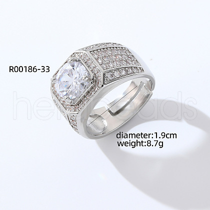 Mother's Day Rings Fashionable Unisex Brass Micro Pave Clear Cubic Zirconia Solitaire Ring VA2990-22-1