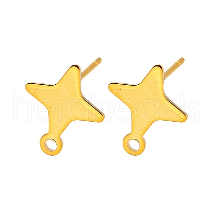 Star Shape 201 Stainless Steel Stud Earrings Findings X-STAS-Q251-02G-1