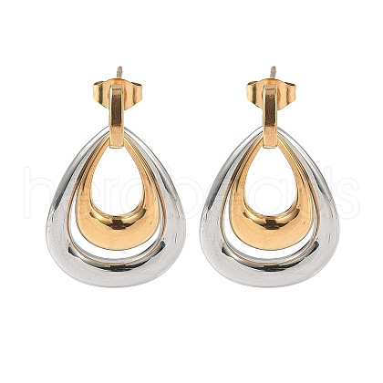 304 Stainless Steel Dangle Stud Earrings EJEW-V015-01GP-1