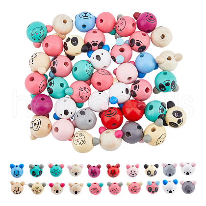 DICOSMETIC Animal Theme Wood European Beads WOOD-DC0001-22-1