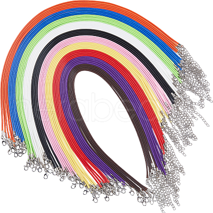 SOFPLATE 50Pcs 10 Colors Waxed Imitation Leather Cord Necklace Makings AJEW-SP0001-03-1