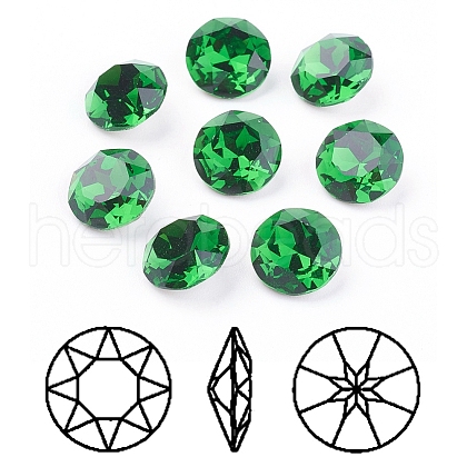 Pointed Back & Back Plated Glass Rhinestone Cabochons RGLA-J012-8mm-291-1