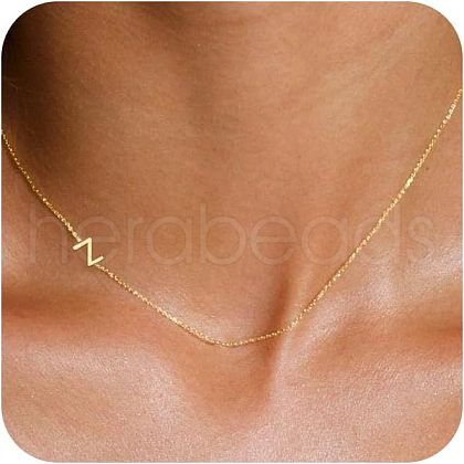 Brass Initial Link Chain Necklaces for Women FS-WG848C9-26-1