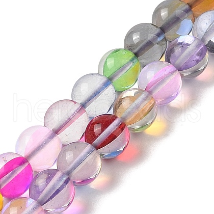 Electroplated Synthetic Moonstone Beads Strands G-C131-A01-02-1