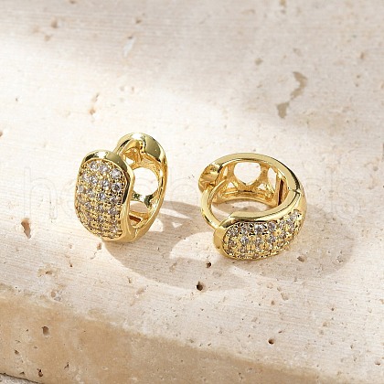 Brass Micro Pave Clear Cubic Zirconia Hoop Earrings EJEW-D311-103G-1