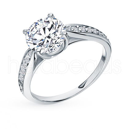 S925 Silver Engagement Ring with Zirconia FU1359-1-1
