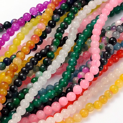 Natural White Jade Dyed Beads Strands JB4mm-M-1