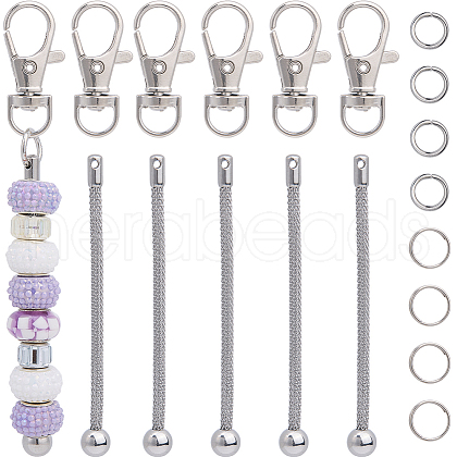 SUNNYCLUE 20Sets DIY Beaded Stainless Steel Pendant Decorations KEYC-SC0001-21-1