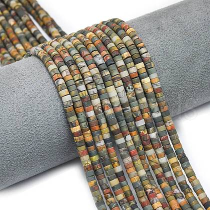 Natural Red Picasso Jasper/Polychrome Jasper Beads Strands G-P575-B10-4x2mm-1