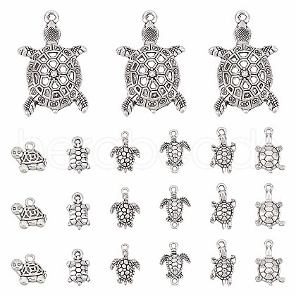 SUNNYCLUE 56pcs 7 style Tibetan Style Alloy Turtle/Tortoise Links Connectors & Pendants TIBEP-SC0001-99-1