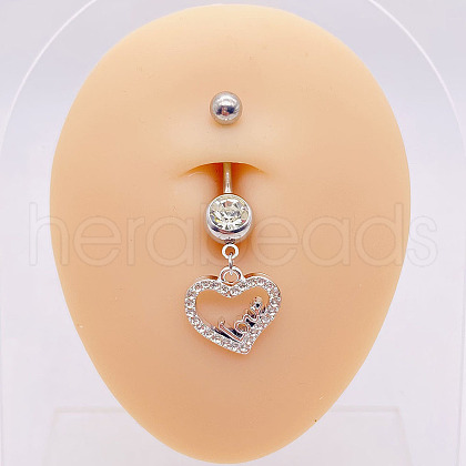 316L Surgical Stainless Steel Crystal Rhinestone Dangle Belly Rings WG83815-04-1