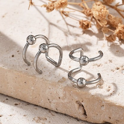 304 Stainless Steel 2 Line Round Clip on Nose Rings AJEW-A062-02P-1