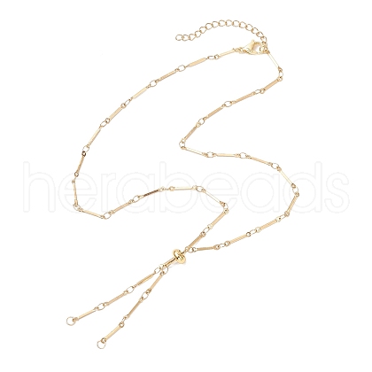 304 Stainless Steel Flat Bar Link Chain Necklace Making AJEW-JB01349-01-1