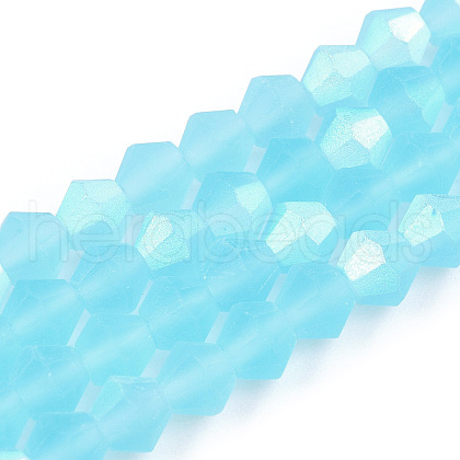 Imitate Austrian Crystal Bicone Frosted Glass Beads Strands EGLA-A039-T4mm-MB20-1