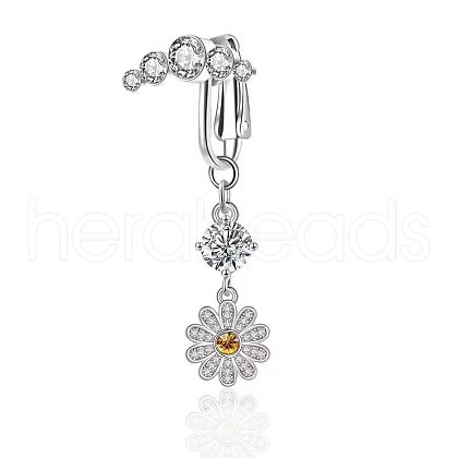 304 Stainless Steel Pave Clear Cubic Zirconia Clip on Belly Rings FS-WG683DA-04-1