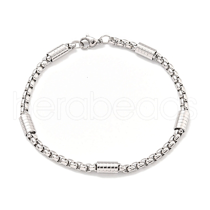 Tarnish Resistant 304 Stainless Steel Box Chain Bracelets for Women BJEW-R318-03B-P-1