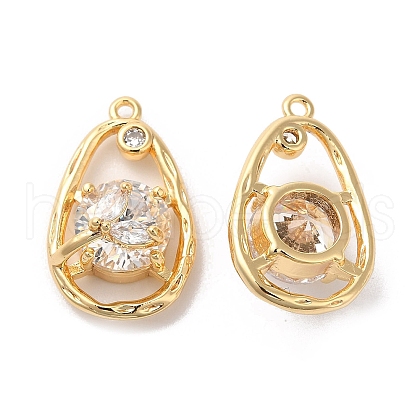 Brass Pave Cubic Zirconia with Glass Pendants KK-G465-17G-1