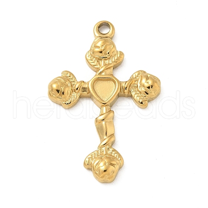 Ion Plating(IP) 304 Stainless Steel Pendant Cabochon Settings STAS-M082-03G-1