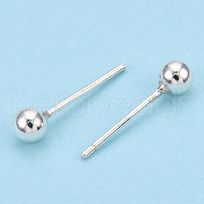 925 Sterling Silver Round Ball Stud Earrings STER-T005-01D-1