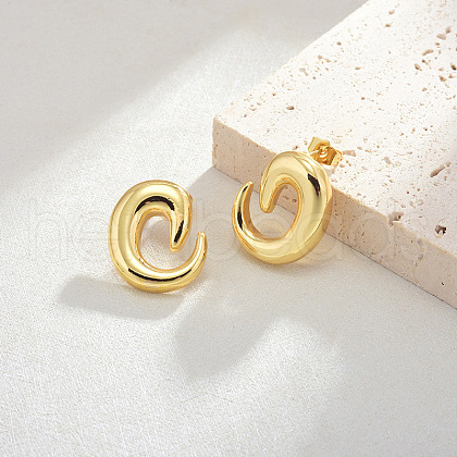Brass Stud Earrings for Women EJEW-F365-05G-1