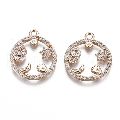 Brass Micro Pave Cubic Zirconia Pendants KK-S359-132A-RS-1